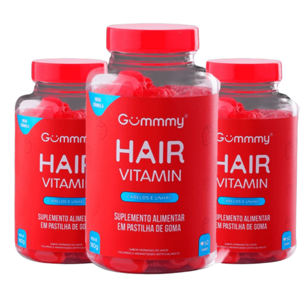 Combo 3 potes de Gummy Hair - 180 cápsulas